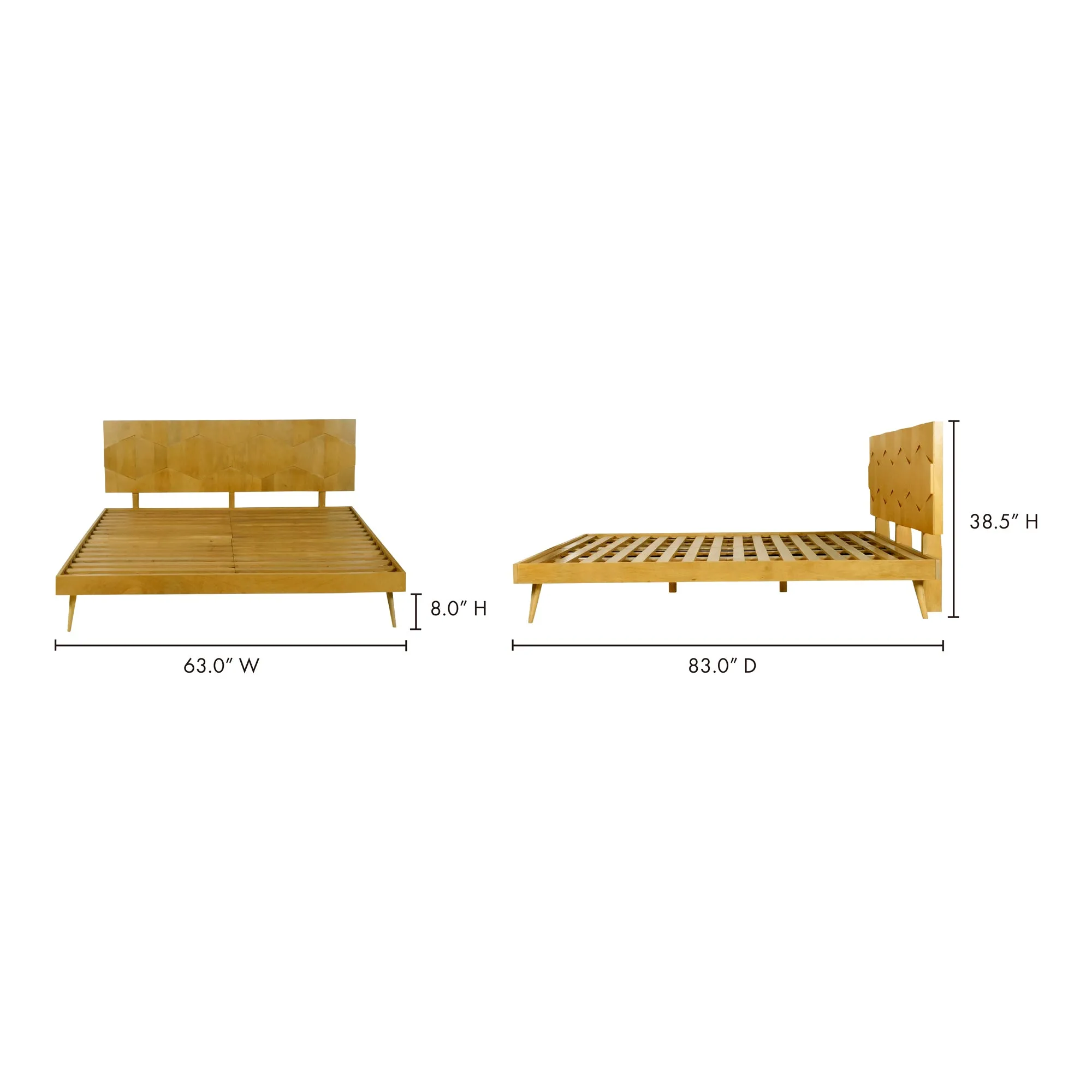 Vintage-Modern Solid Mango Wood Queen Bed with Elevated Design