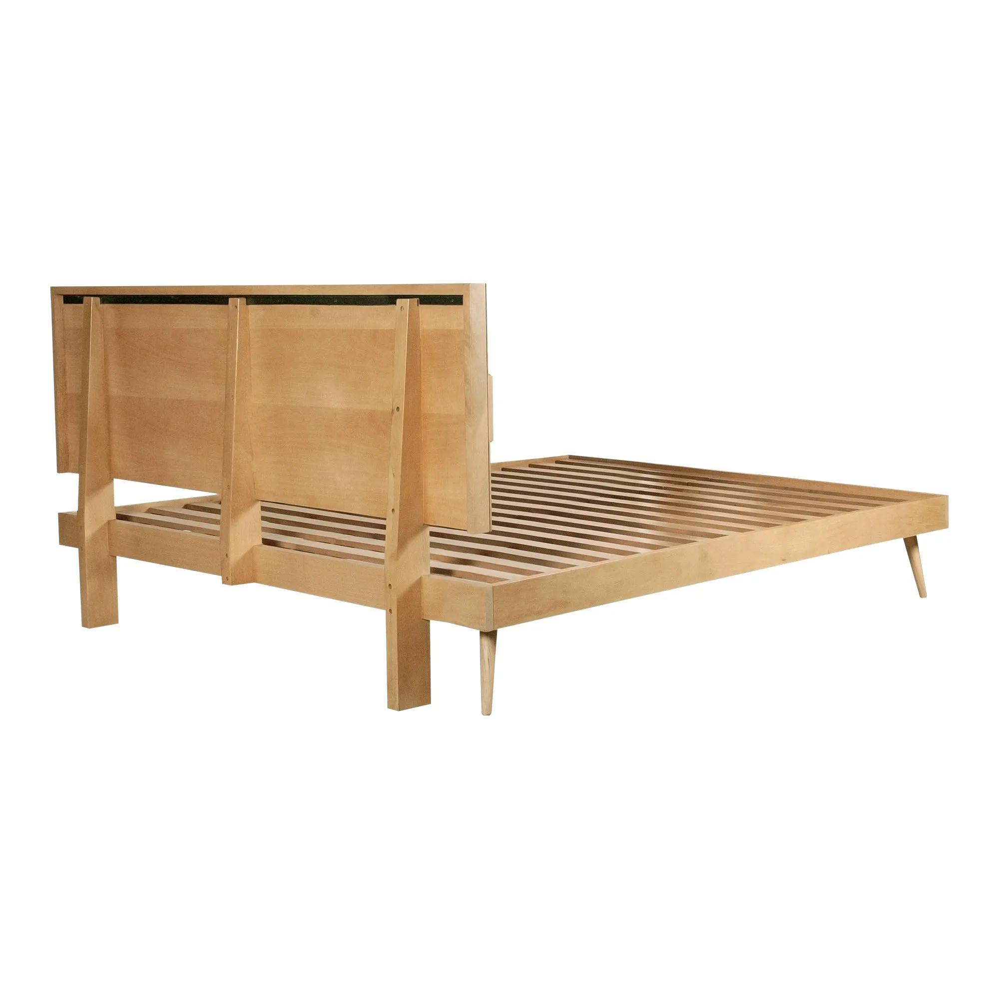 Vintage-Modern Solid Mango Wood Queen Bed with Elevated Design