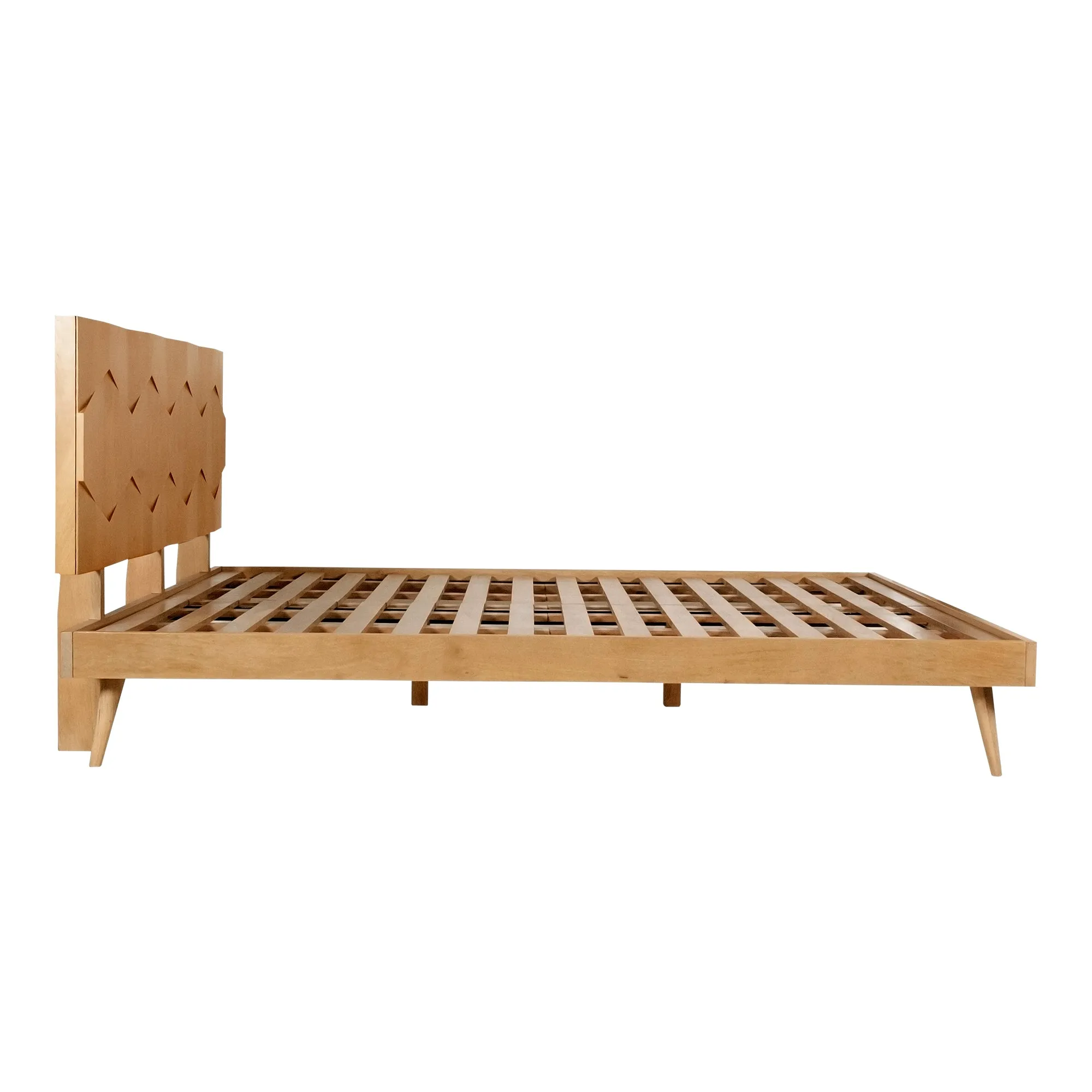 Vintage-Modern Solid Mango Wood Queen Bed with Elevated Design