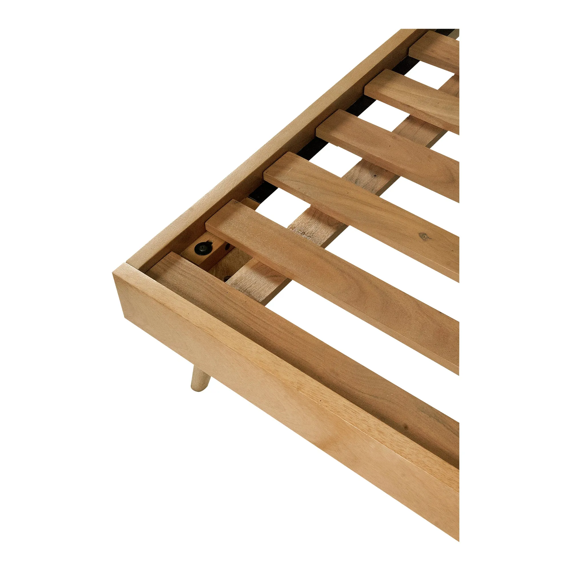Vintage-Modern Solid Mango Wood Queen Bed with Elevated Design