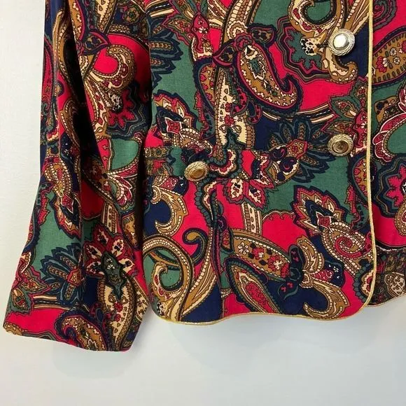 Vintage Opulence Blazer Light Coat Jacket Paisley Women’s Size M Maximalism Red