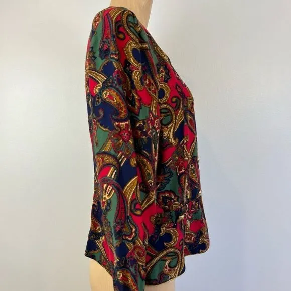 Vintage Opulence Blazer Light Coat Jacket Paisley Women’s Size M Maximalism Red