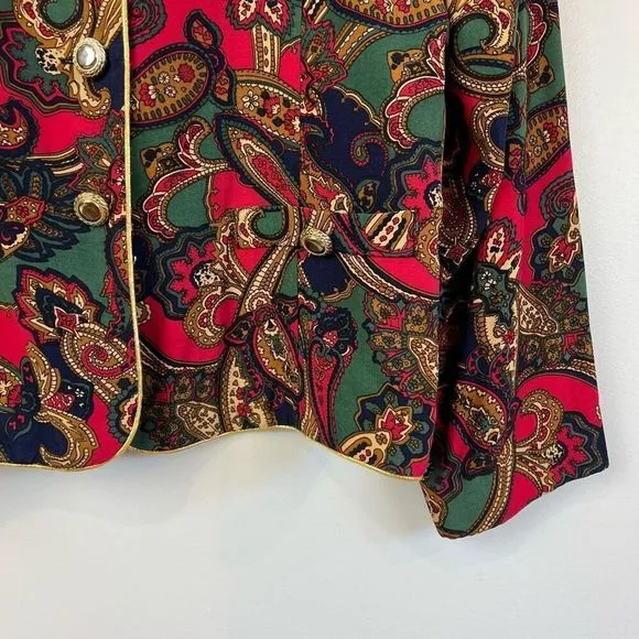 Vintage Opulence Blazer Light Coat Jacket Paisley Women’s Size M Maximalism Red