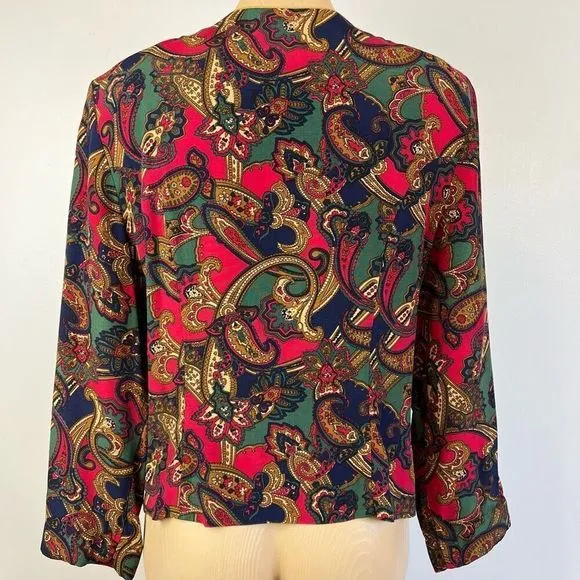 Vintage Opulence Blazer Light Coat Jacket Paisley Women’s Size M Maximalism Red