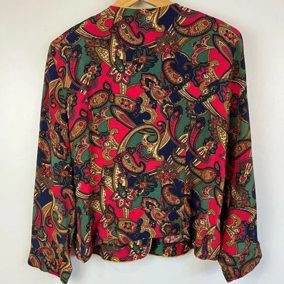 Vintage Opulence Blazer Light Coat Jacket Paisley Women’s Size M Maximalism Red