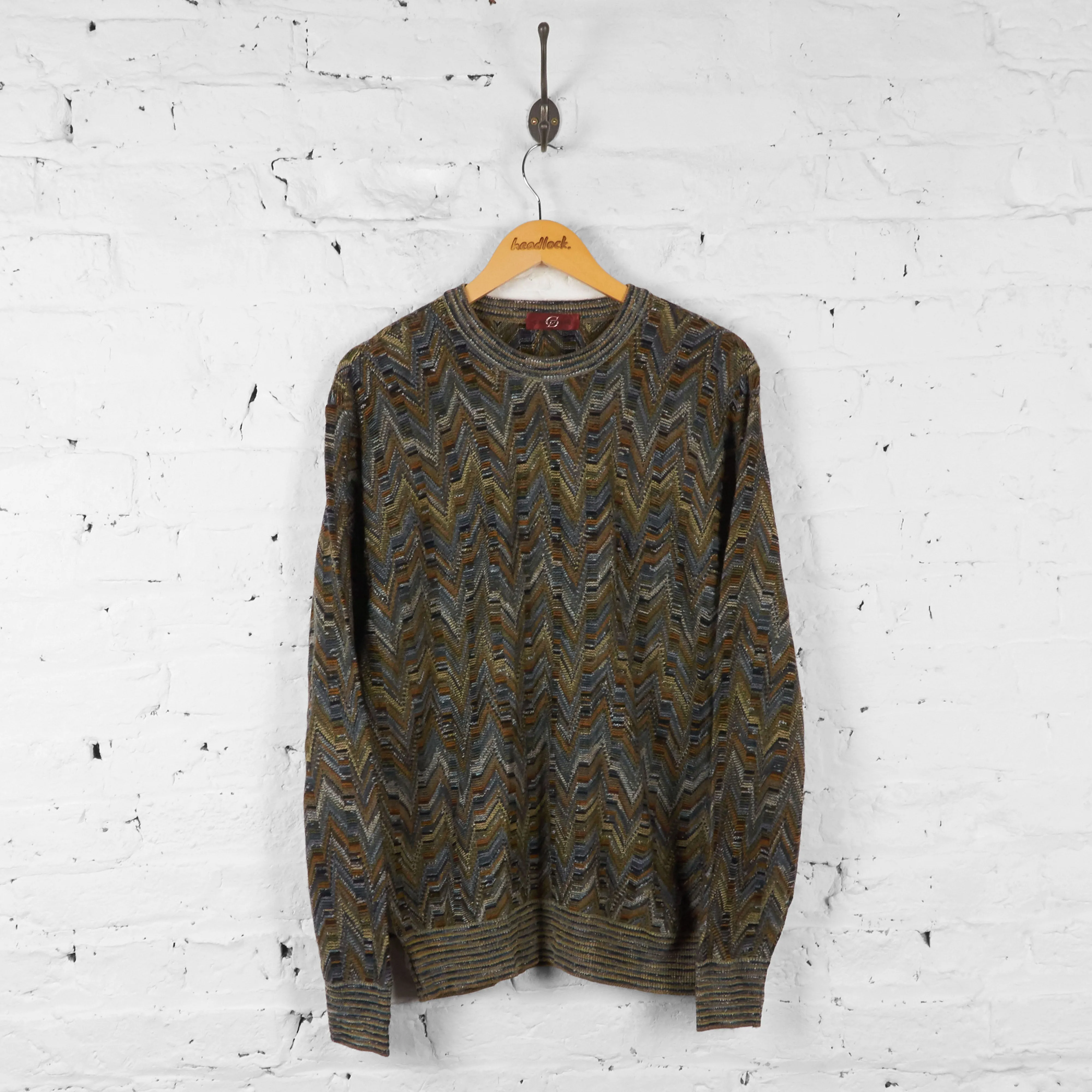 Vintage Pattern Knit Jumper - Multi - L