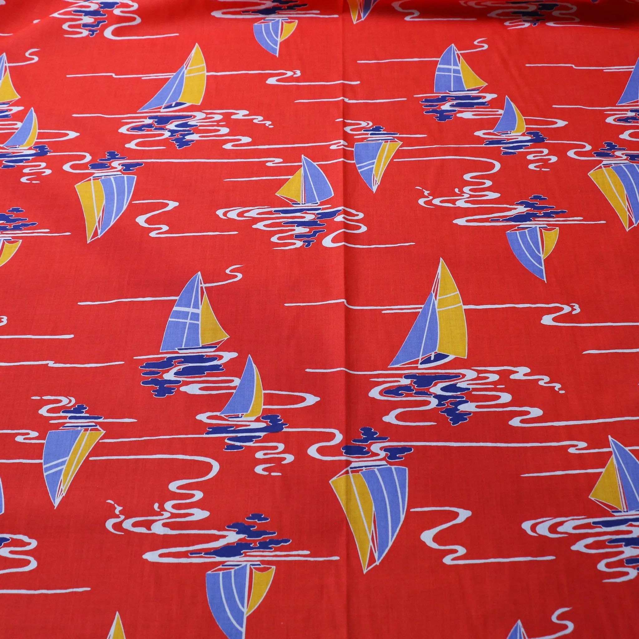 Vintage Polycotton Fabric - Red