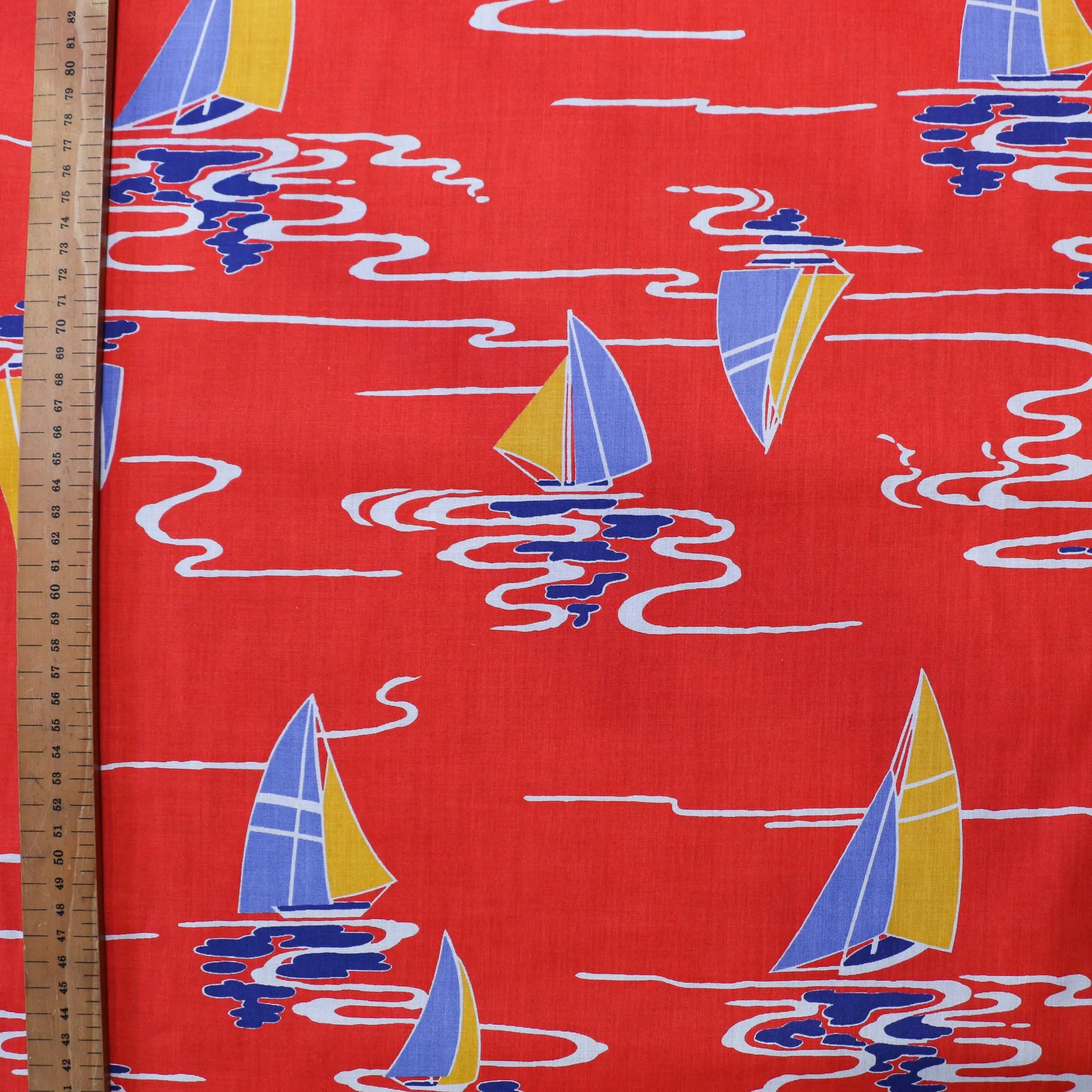 Vintage Polycotton Fabric - Red