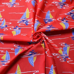 Vintage Polycotton Fabric - Red