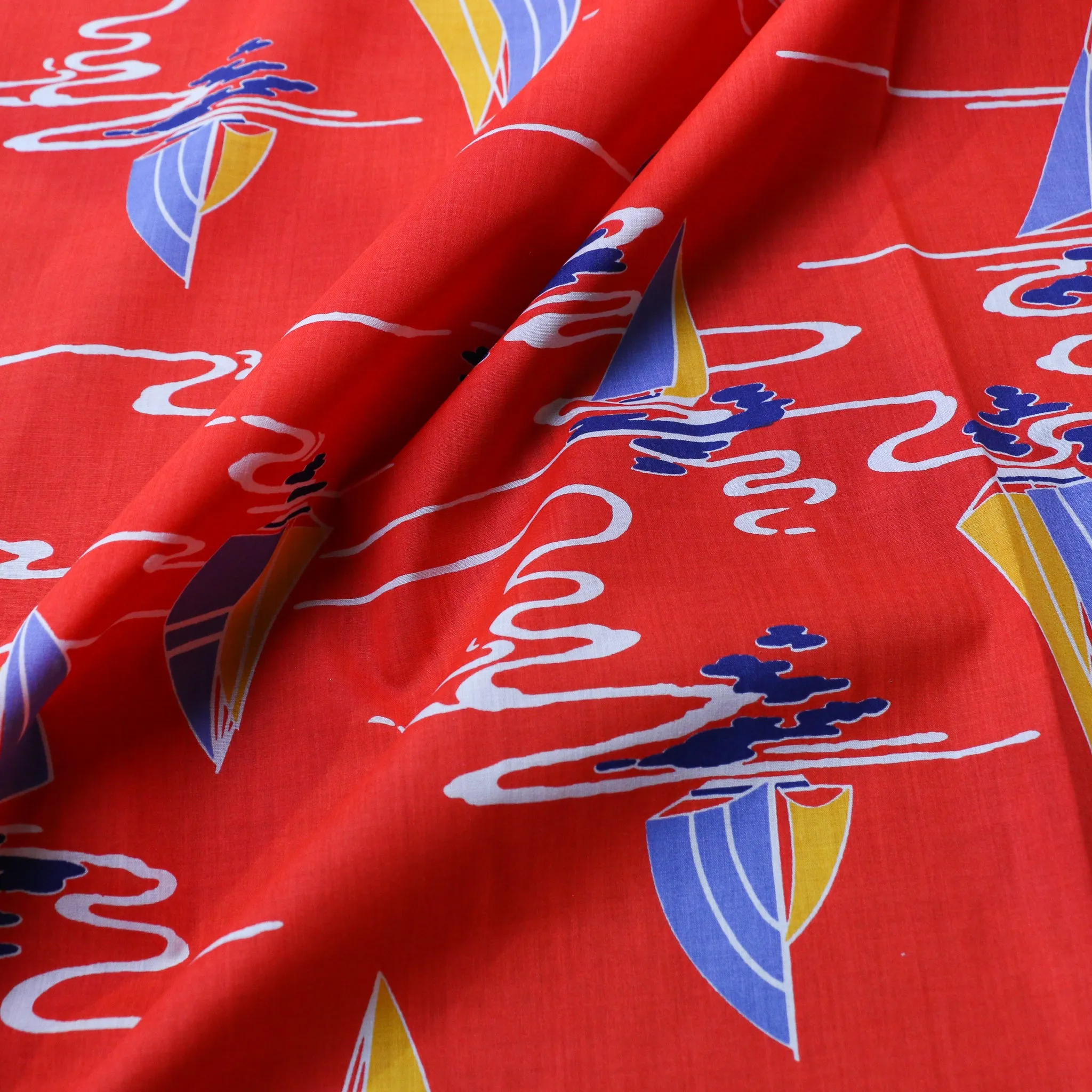 Vintage Polycotton Fabric - Red