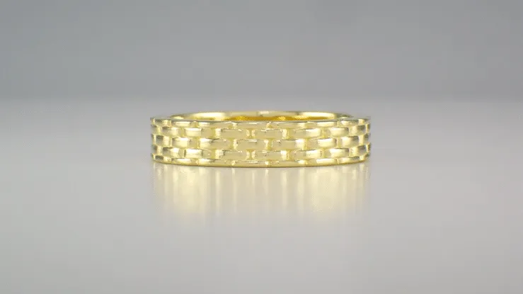 Vintage Style Basket Weave Wedding Band in Yellow Gold