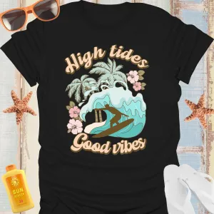 Vintage Surfing T-Shirt High Tides Good Vibes Retro Wear
