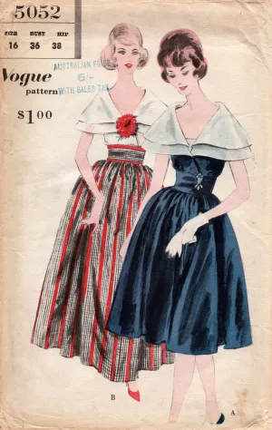 Vogue 5052 RARE Womens Double Collared Evening Blouse & Skirt 1960s Vintage Sewing Pattern Size 16 Bust 36 inches UNUSED Factory Folded
