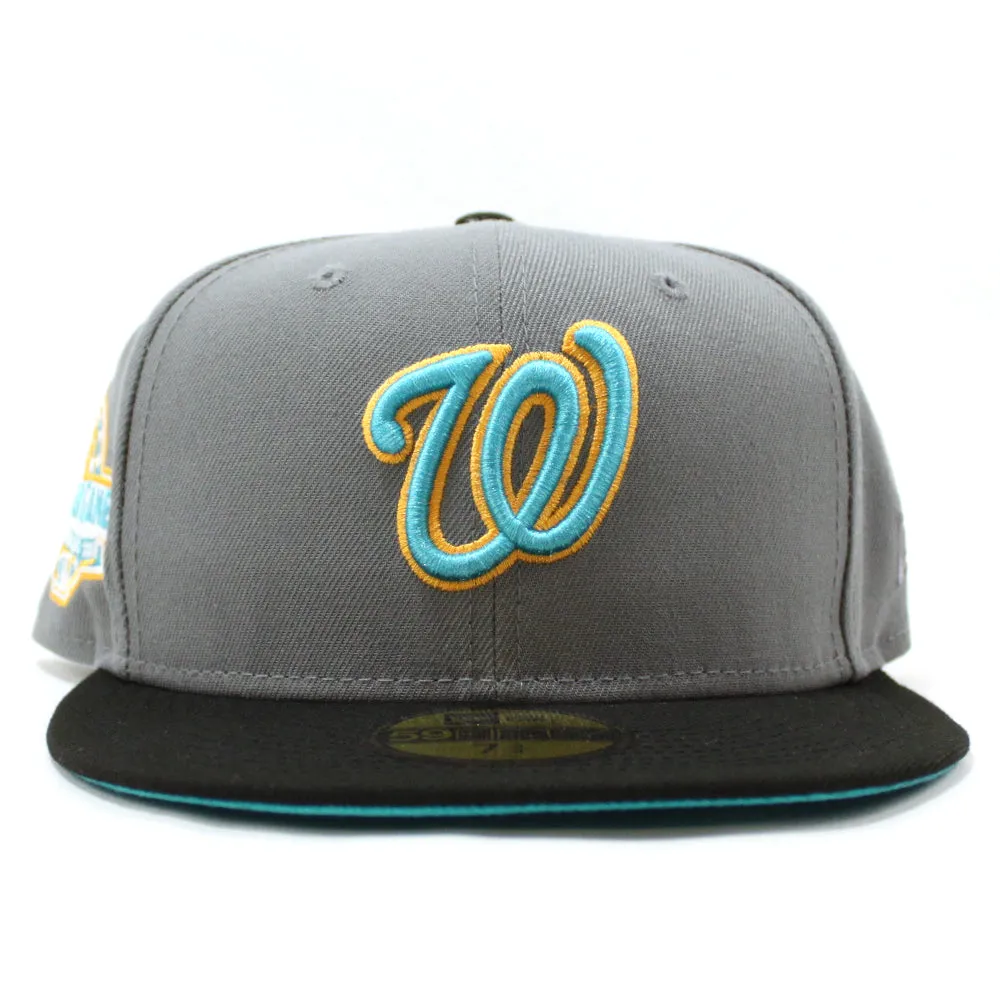 Washington Nationals 2018 AllStar Game New Era 59Fifty Fitted Hat (Glow in the Dark Storm Gray Black Visor Teal Under Brim)