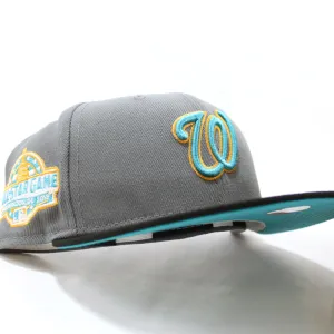 Washington Nationals 2018 AllStar Game New Era 59Fifty Fitted Hat (Glow in the Dark Storm Gray Black Visor Teal Under Brim)