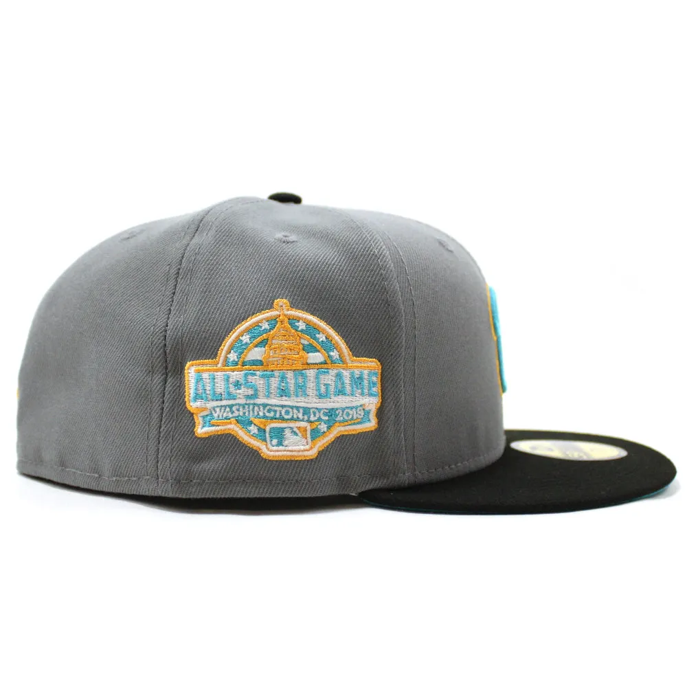 Washington Nationals 2018 AllStar Game New Era 59Fifty Fitted Hat (Glow in the Dark Storm Gray Black Visor Teal Under Brim)