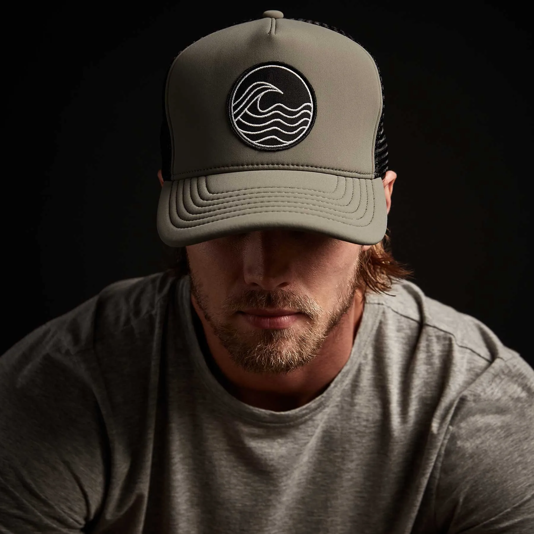 Wave Patch Scuba Trucker Hat - Army Green