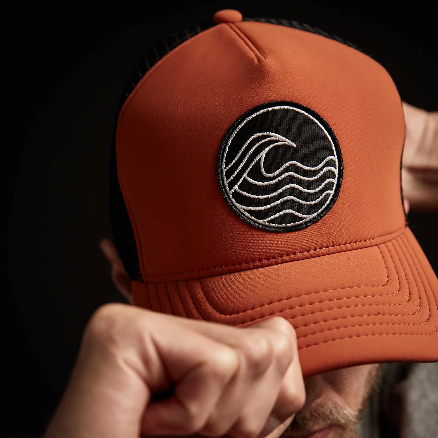 Wave Patch Scuba Trucker Hat - Burnt Orange