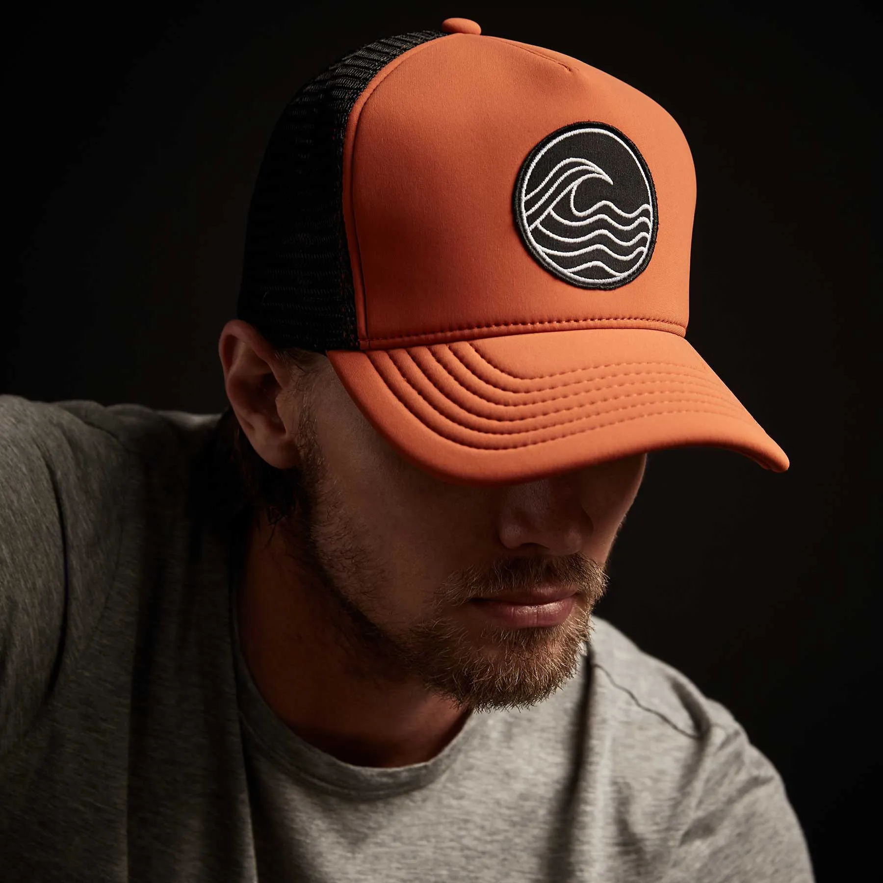 Wave Patch Scuba Trucker Hat - Burnt Orange