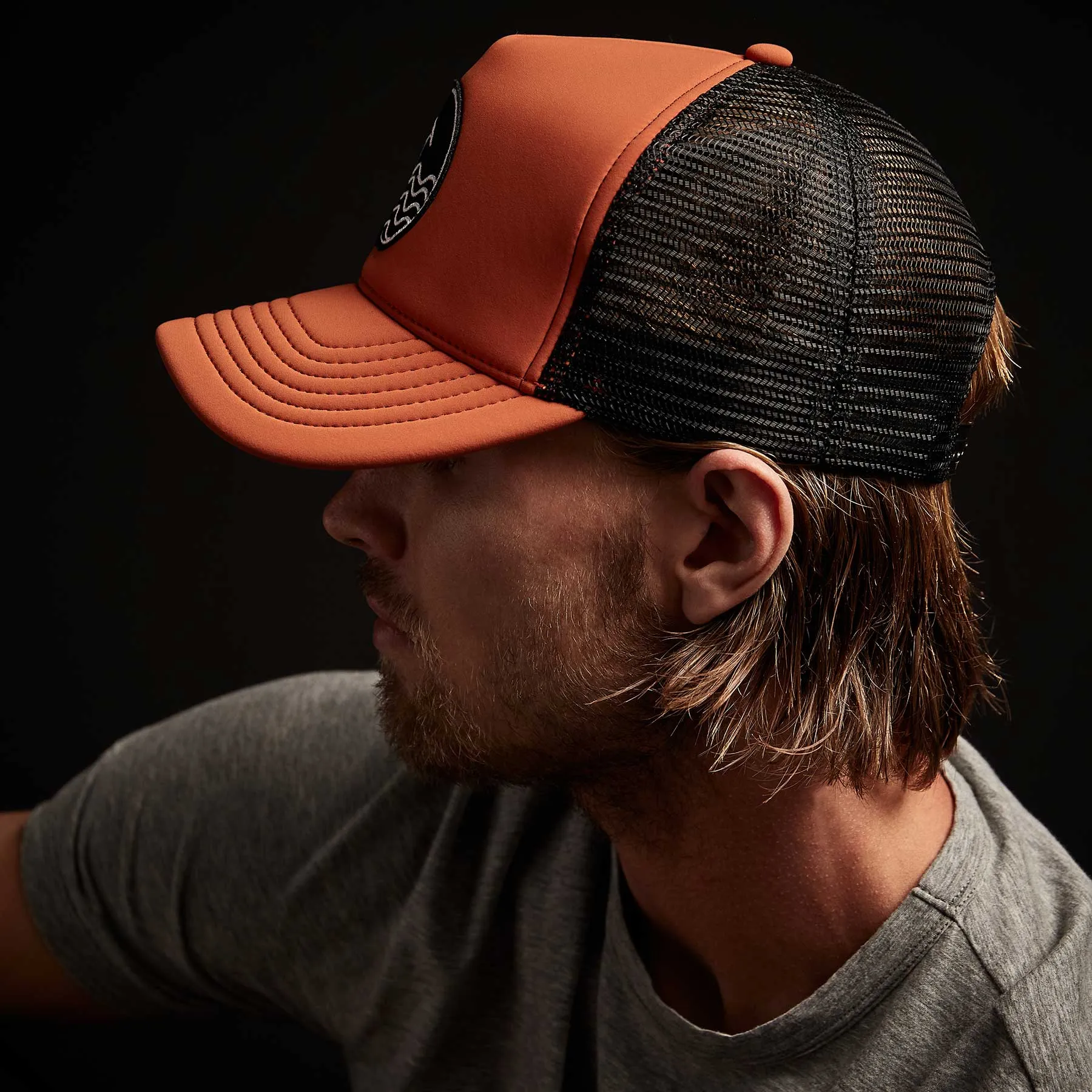 Wave Patch Scuba Trucker Hat - Burnt Orange