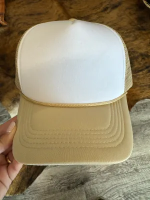 White & Tan Trucker Hat