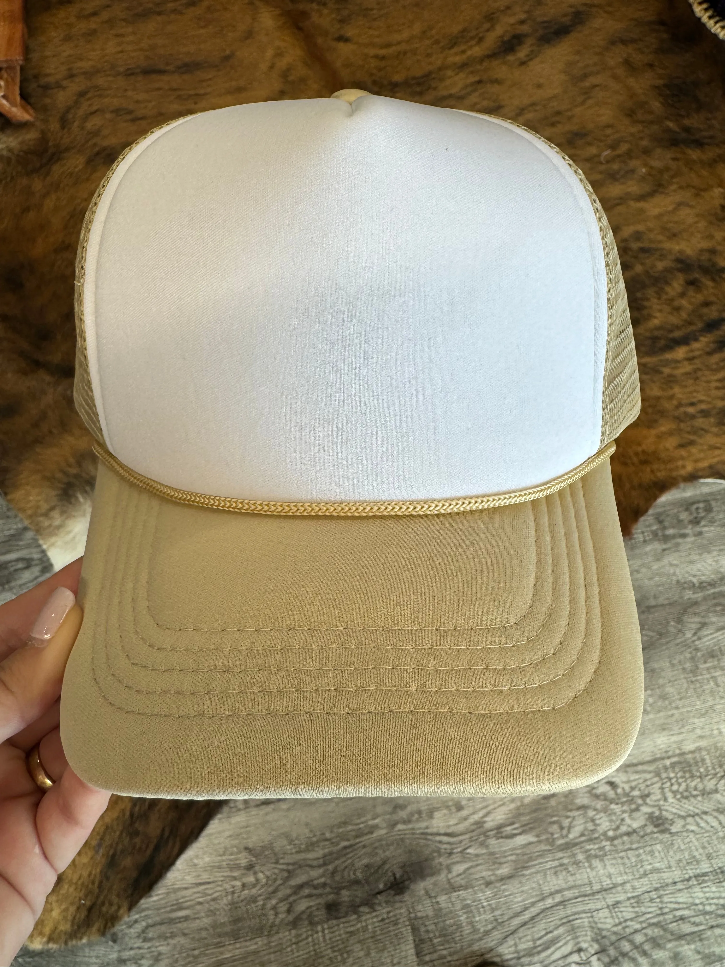 White & Tan Trucker Hat