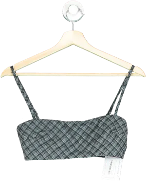 White Fox Grey Checked Cropped Top UK XS