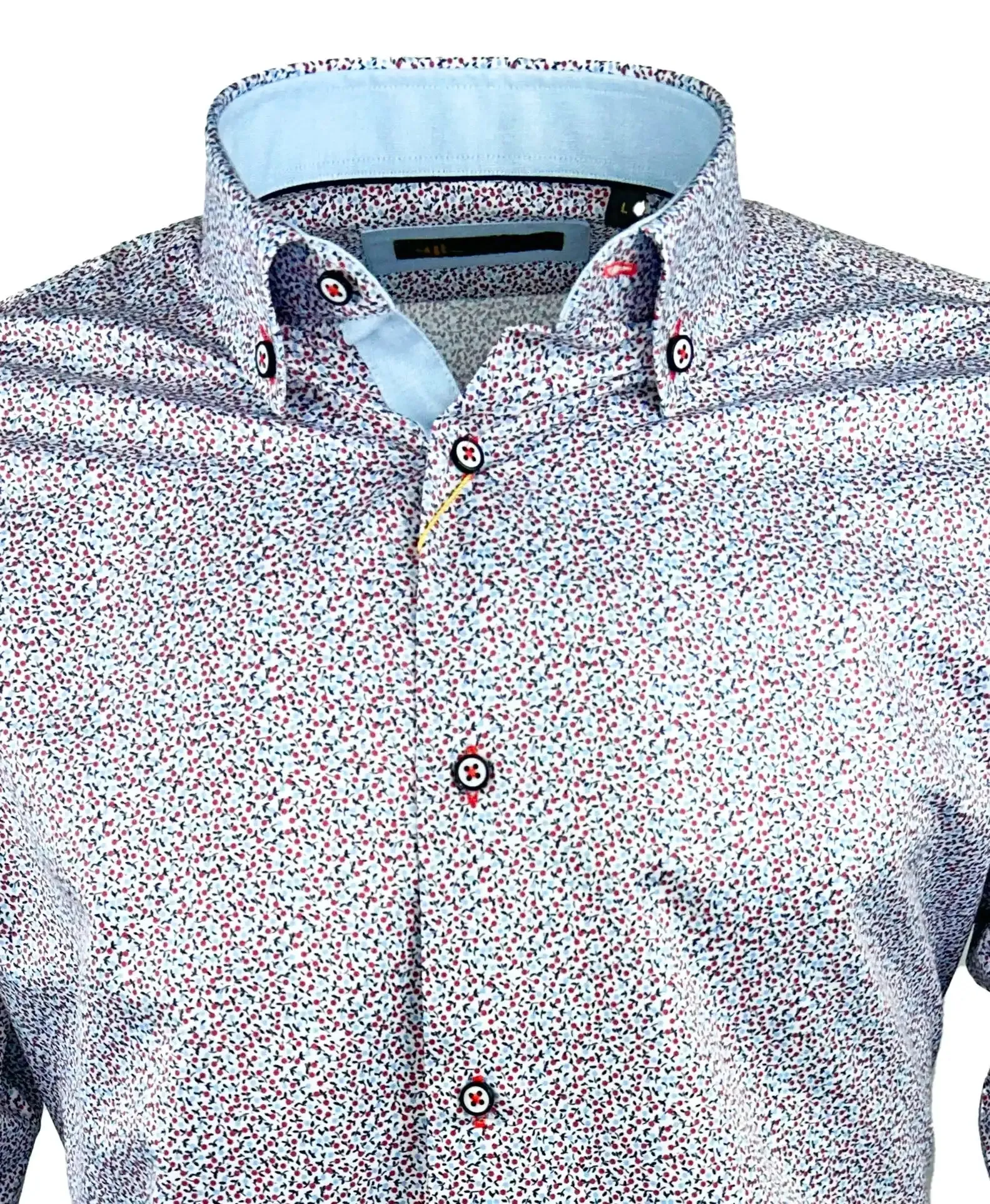 White Label Mens Tapered Casual Shirt Red Floral Print