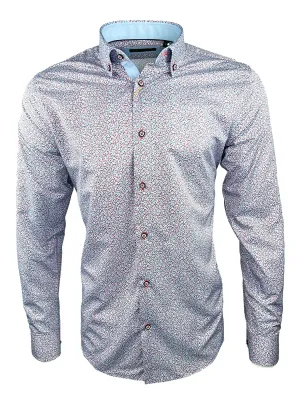 White Label Mens Tapered Casual Shirt Red Floral Print