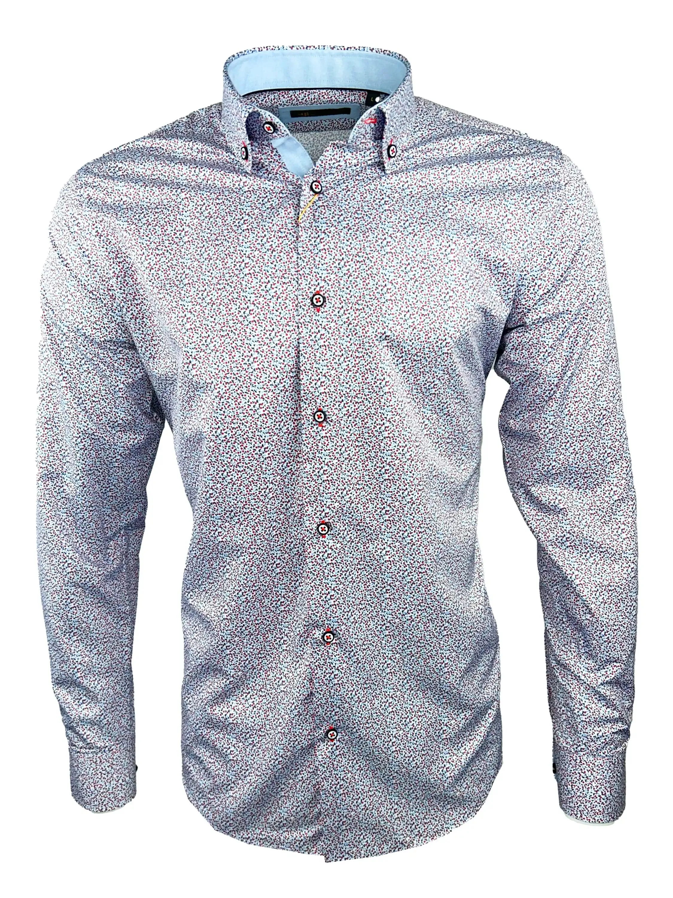 White Label Mens Tapered Casual Shirt Red Floral Print