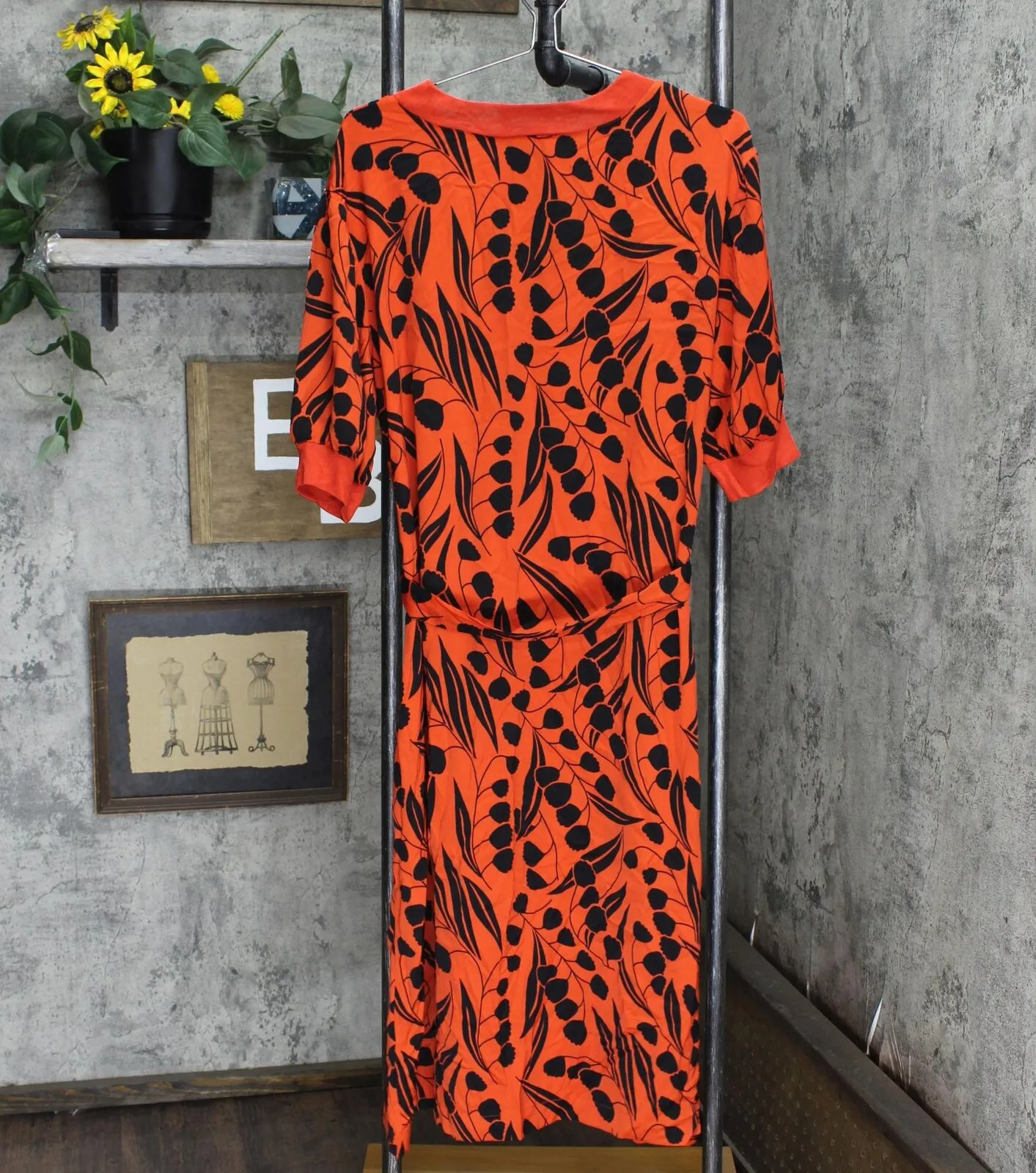Who What Wear Women's Floral Print Short Sleeve High Neck A-Line Midi Dress
