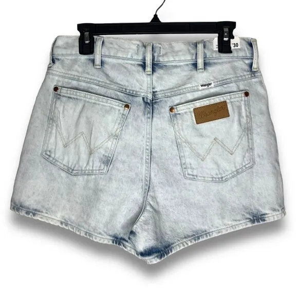 Wrangler Womens Festival Denim Short High Rise Light Blue Wash Western New