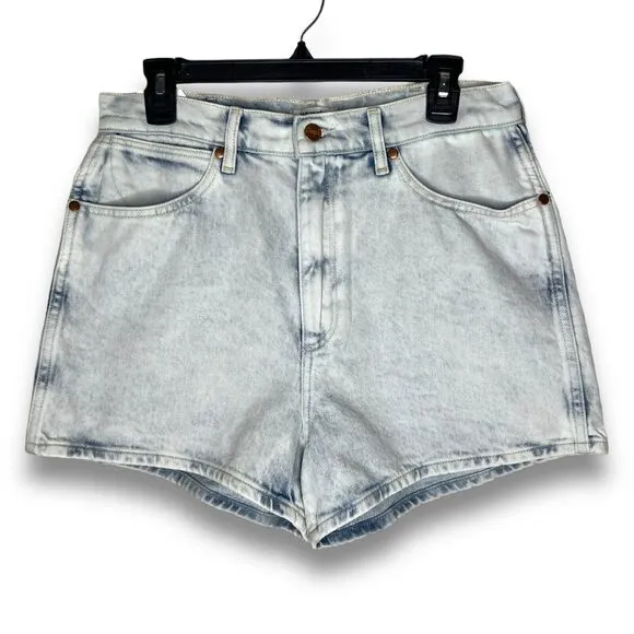Wrangler Womens Festival Denim Short High Rise Light Blue Wash Western New
