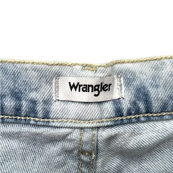 Wrangler Womens Festival Denim Short High Rise Light Blue Wash Western New