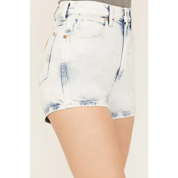 Wrangler Womens Festival Denim Short High Rise Light Blue Wash Western New