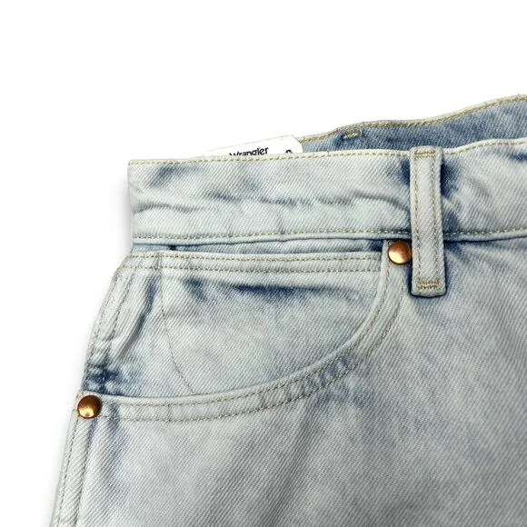 Wrangler Womens Festival Denim Short High Rise Light Blue Wash Western New