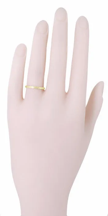Yellow Gold 1920's Art Deco Engraved Wheat Wedding Band - 10K or 14K