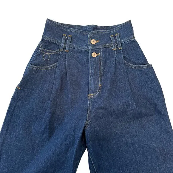 Zara High Waisted Jeans Western Wear Inspired Dark Blue Denim Size 0