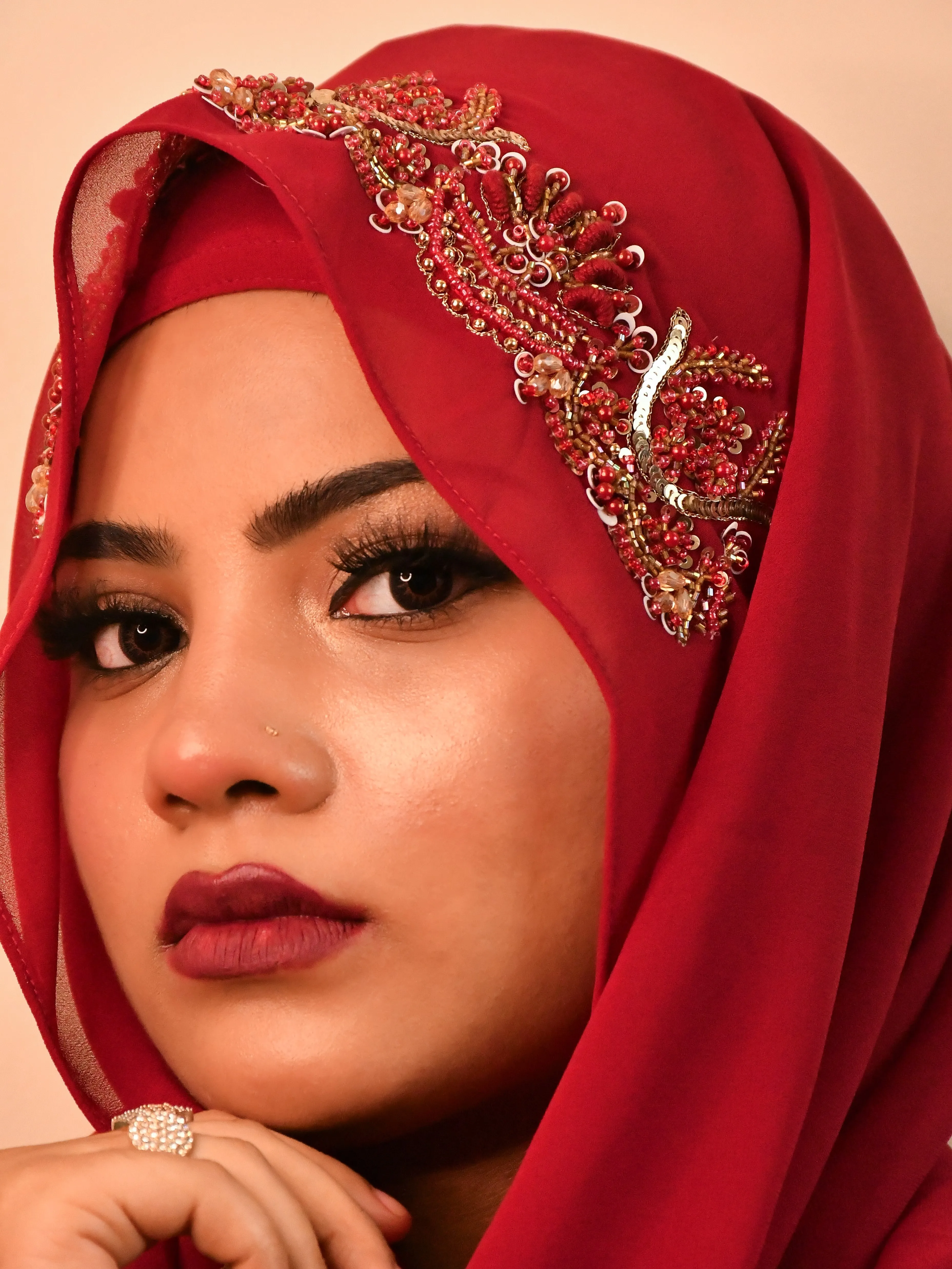 Zardozi Golden Bridal Intricate Hijab Premium Luxury Hijab