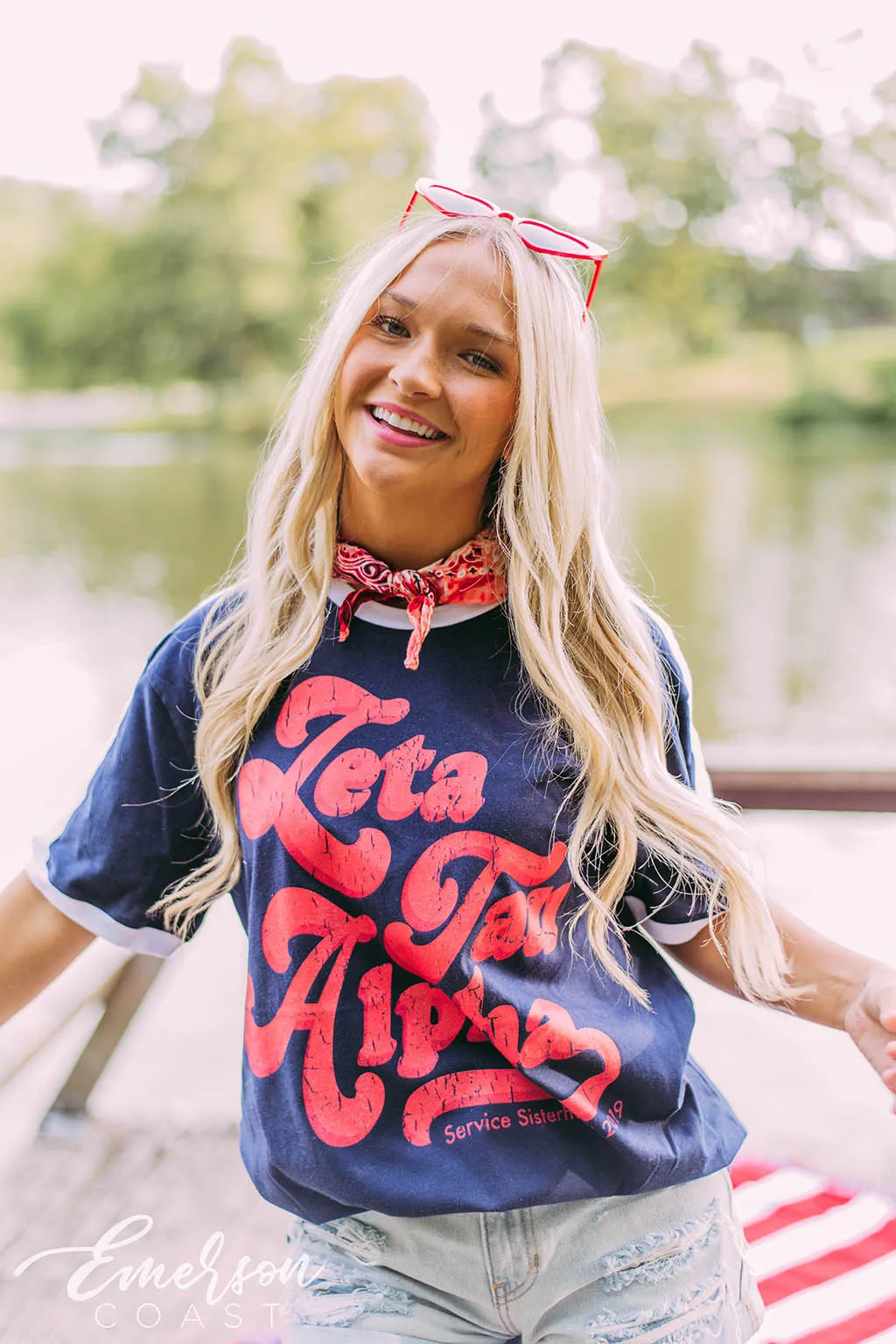 Zeta Tau Alpha Retro Americana Ringer Tee