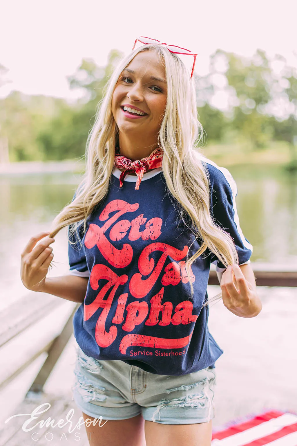 Zeta Tau Alpha Retro Americana Ringer Tee