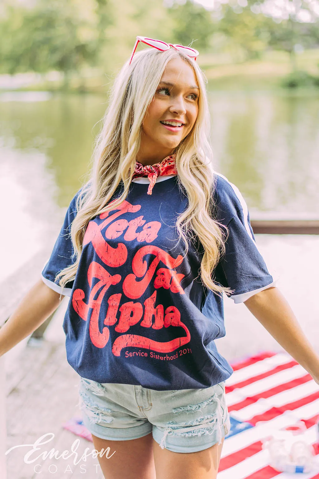 Zeta Tau Alpha Retro Americana Ringer Tee