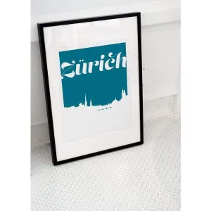 Zurich, Switzerland retro inspired city skyline